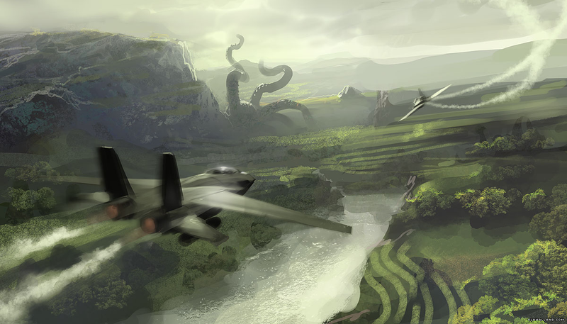 Illustration for article titled Nazi Explosions Meet Beautiful Landscape Paintings in This Video Game Concept Art